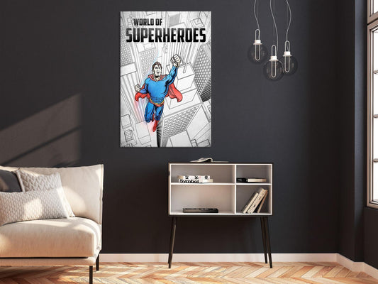 Schilderij - World of Superheroes (1 Part) Vertical