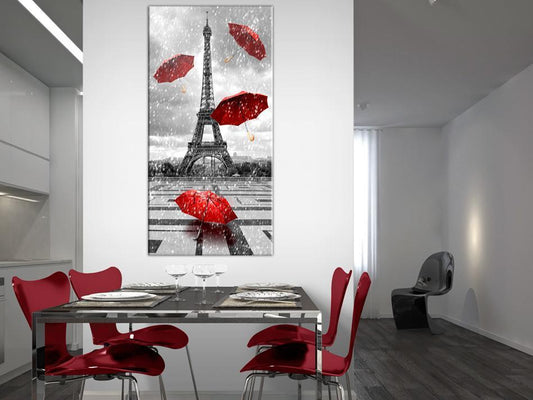 Gemälde - Paris: Rote Regenschirme