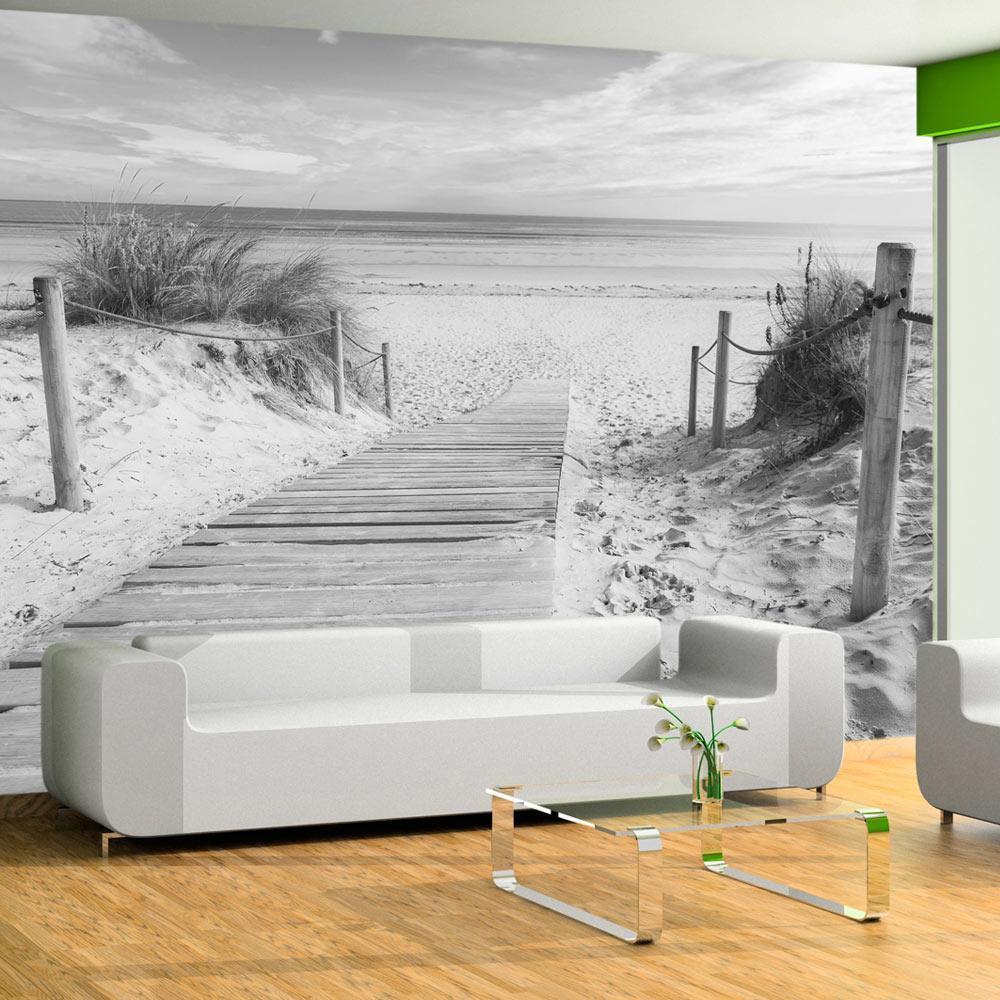 Photo wallpaper - On the beach - black and white