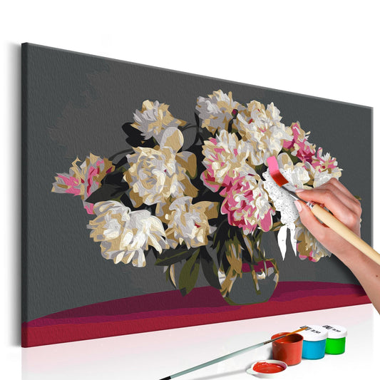 DIY Canvas Painting - White Flowers In A Vase 
