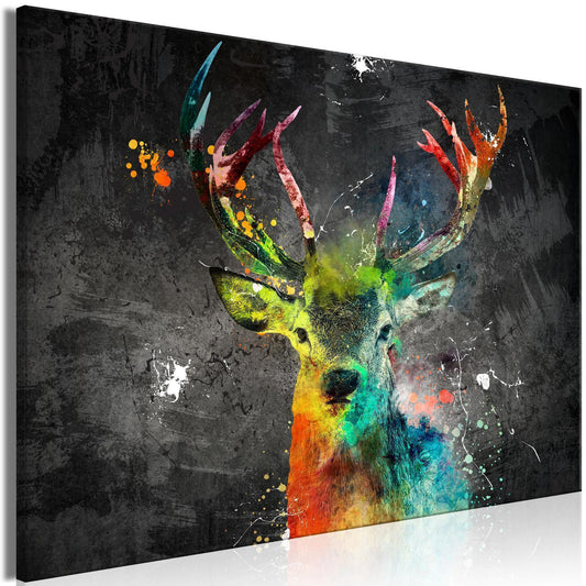 Schilderij - Rainbow Deer (1 Part) Wide
