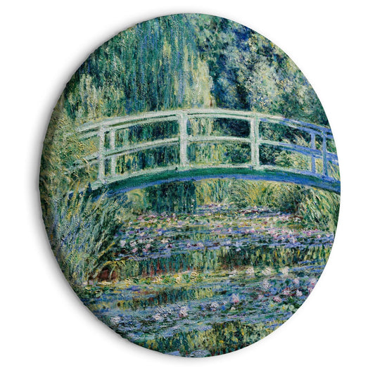 Rond schilderij - Bridge at Giverny Claude Monet - Spring Landscape of a Forest With a River