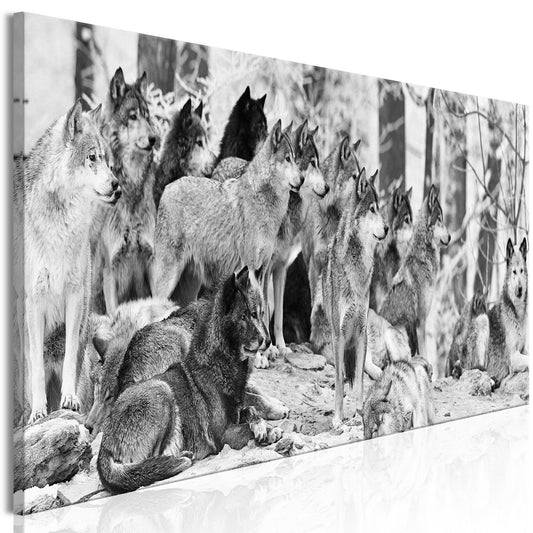 Schilderij - Wolf Pack (1 Part) Narrow