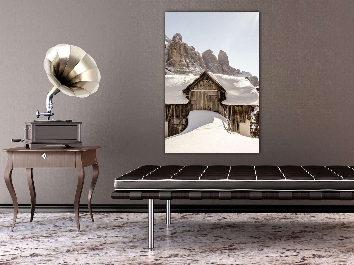 Schilderij - Winter in the Dolomites (1 Part) Vertical