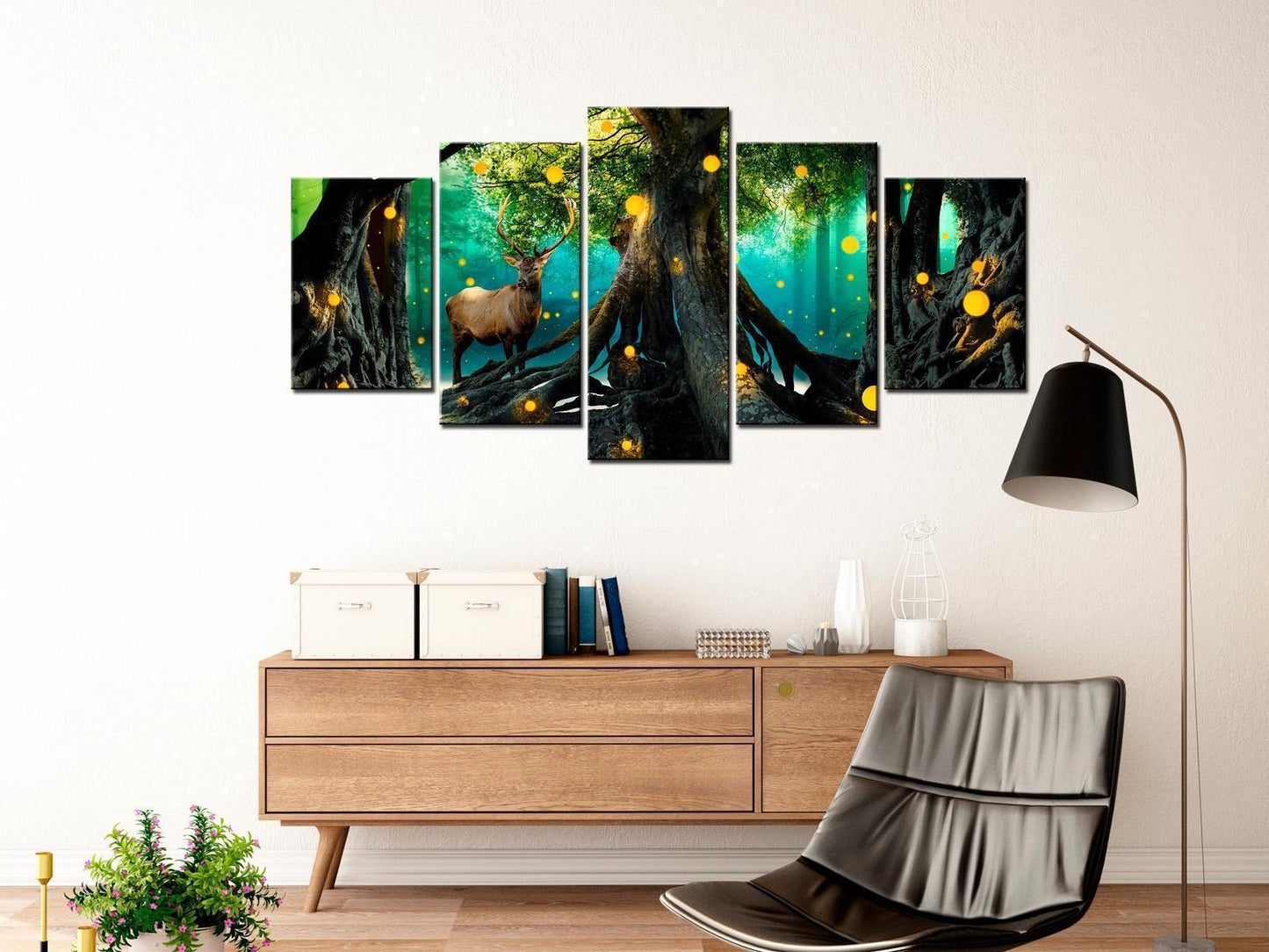 Schilderij - Enchanted Forest (5 Parts) Wide