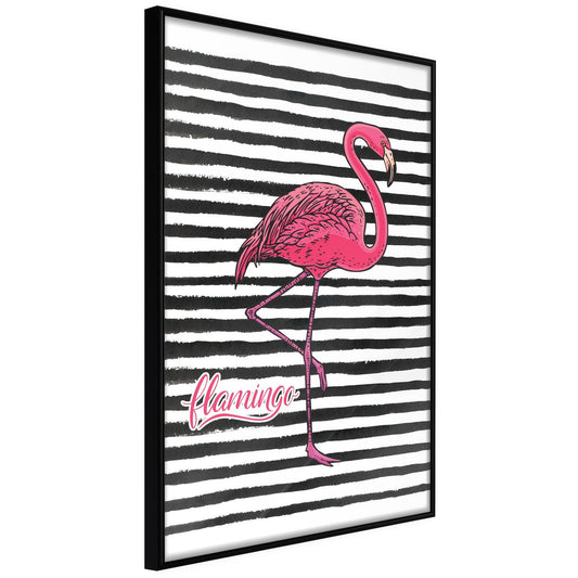 Flamingo on Striped Background