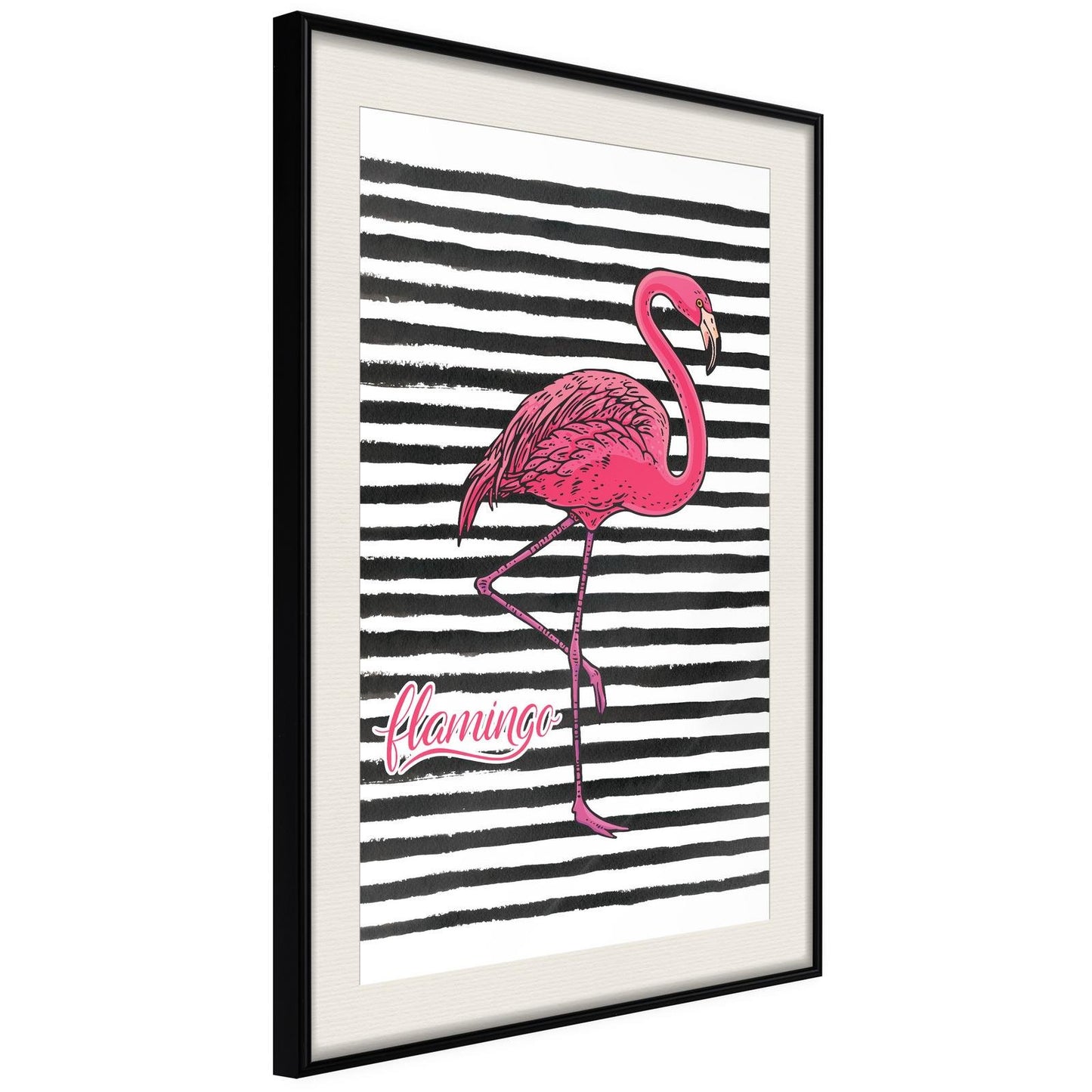 Flamingo on Striped Background